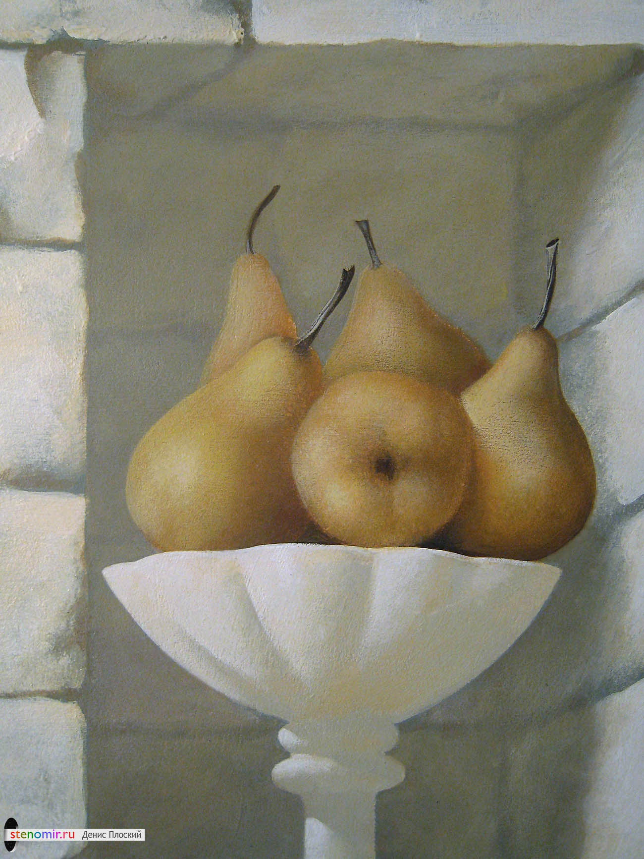 ваза с фруктами - рисунок на стене кухни