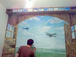 рисунки на стенах в квартире с самолетами