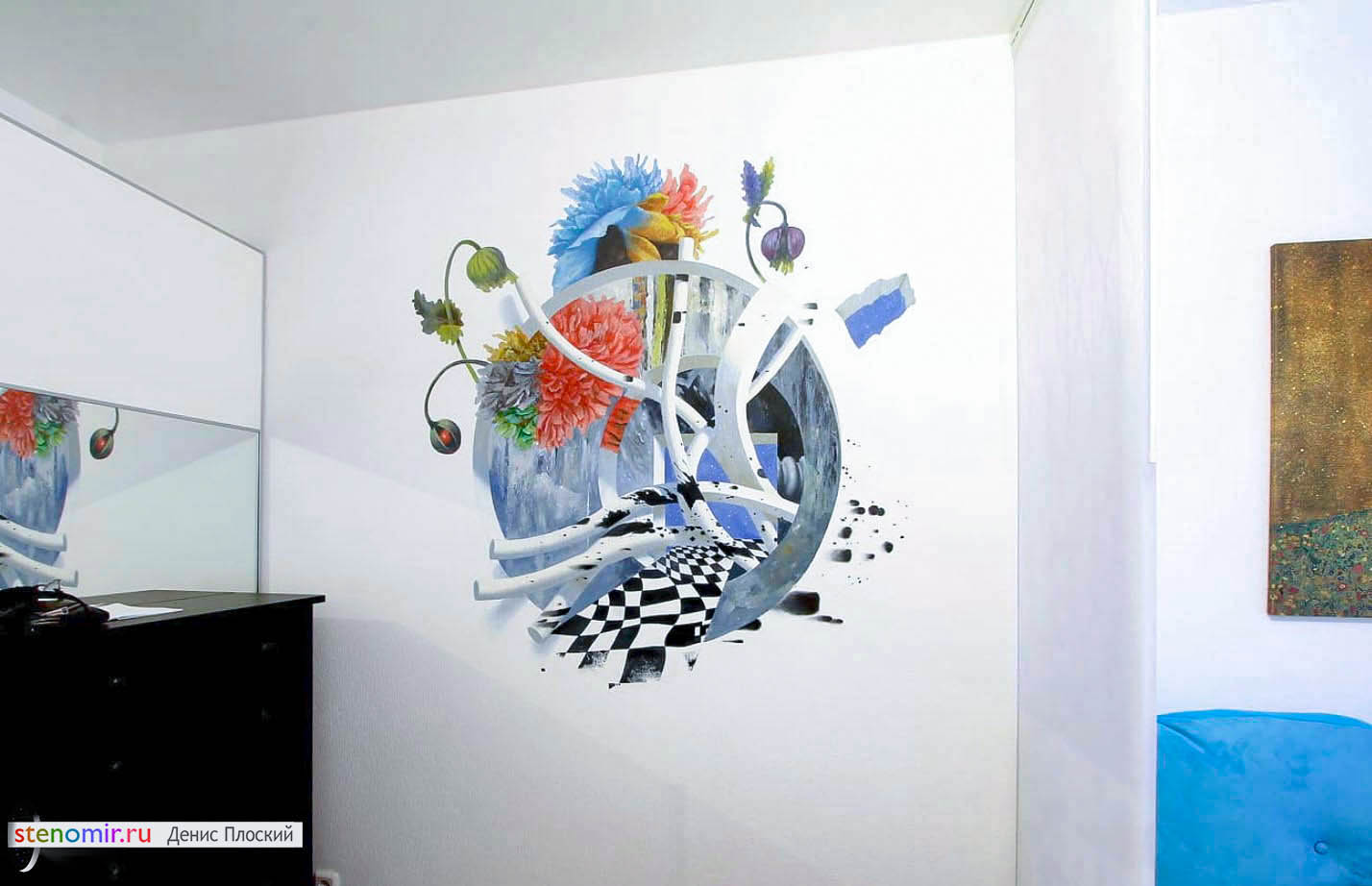 Рисунки на стене квартиры | цветы
