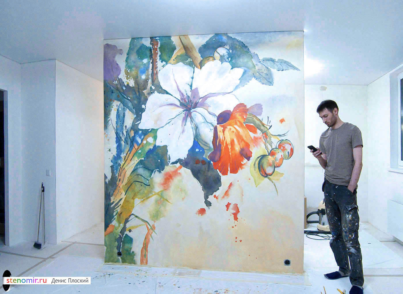 Цветы на стене в интерьере | лучшие рисунки с цветами