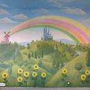 пейзаж с радугой на стене детской