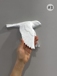 Декор из 5 птиц на стену белого цвета