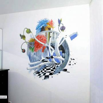 Рисунки на стене квартиры | цветы
